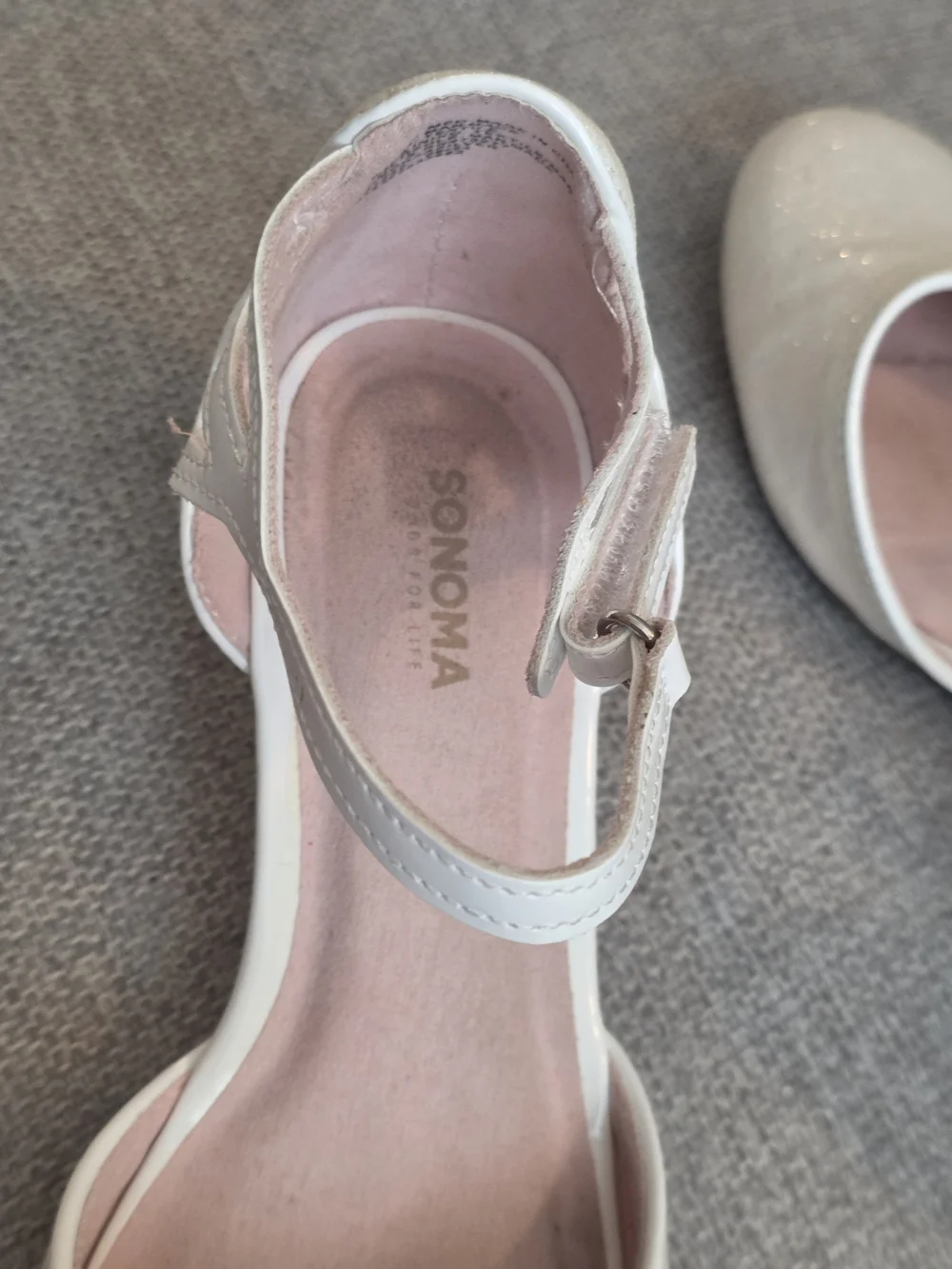 Sonoma Cream Glitter Girls' Dress Shoes with Ankle Strap